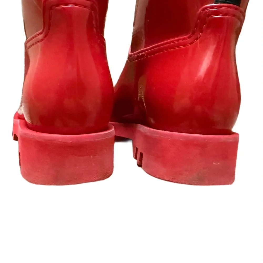 -SOLD -AUTHENTIC MONCLER sexy Glossy Red Rain Boots EU 40 US 9.5 - Picture 11 of 15